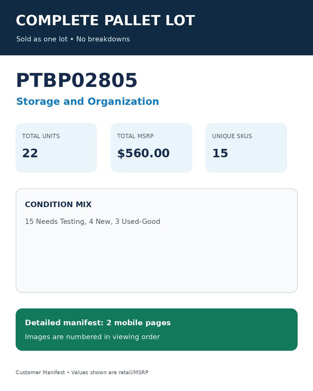 Used - PTBP02805_Storage and Organization_22UNITS_MSRP_$560