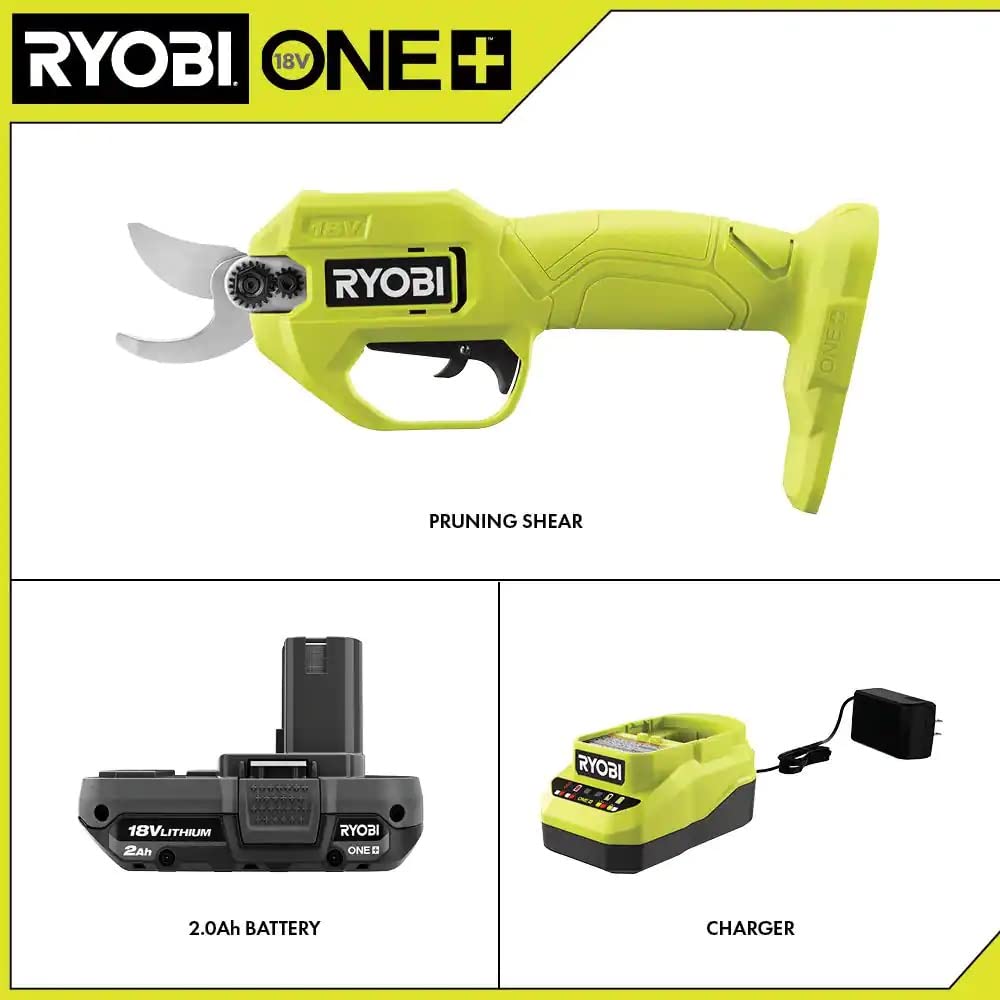 Used - RYOBI 18V ONE+ Cordless Battery Pruning Shear with 2.0 Ah Battery & Charger