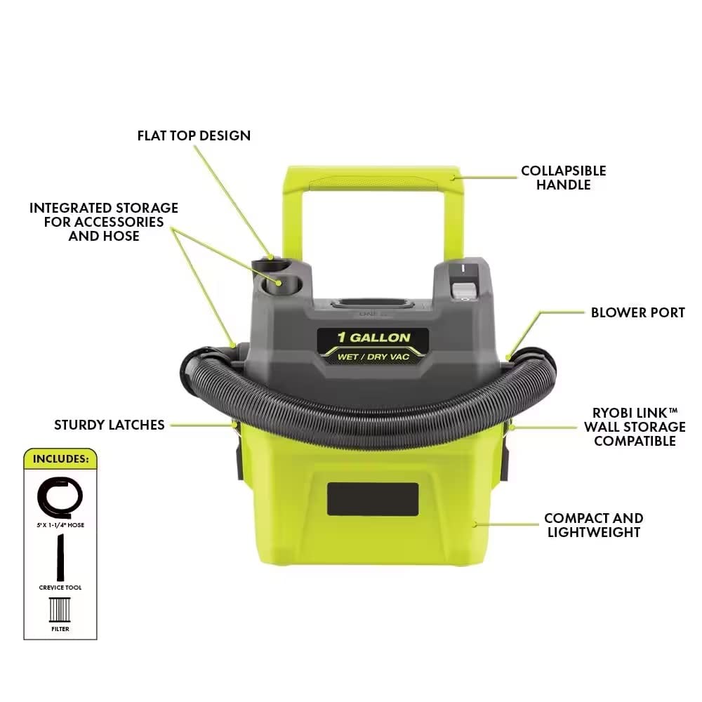 Used - RYOBI 18V ONE+ Cordless 1 Gal. Wet/Dry Vacuum (Tool Only)