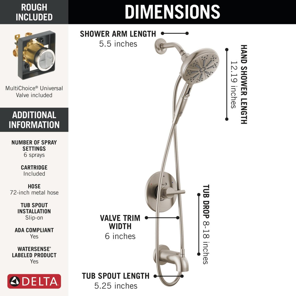 Open Box - Delta 144749-SS-HS - Tub and Shower Showers