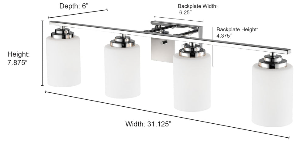 Open Box - Millennium Lighting 3184-SN Durham 4 Light Bathroom Vanity Light