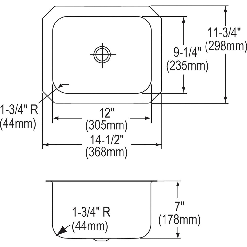 Open Box - Elkay ELUH129 Gourmet Lustertone 14-1/2" x 11-3/4" Single Basin Undermount Kitchen Sink with 7" Depth