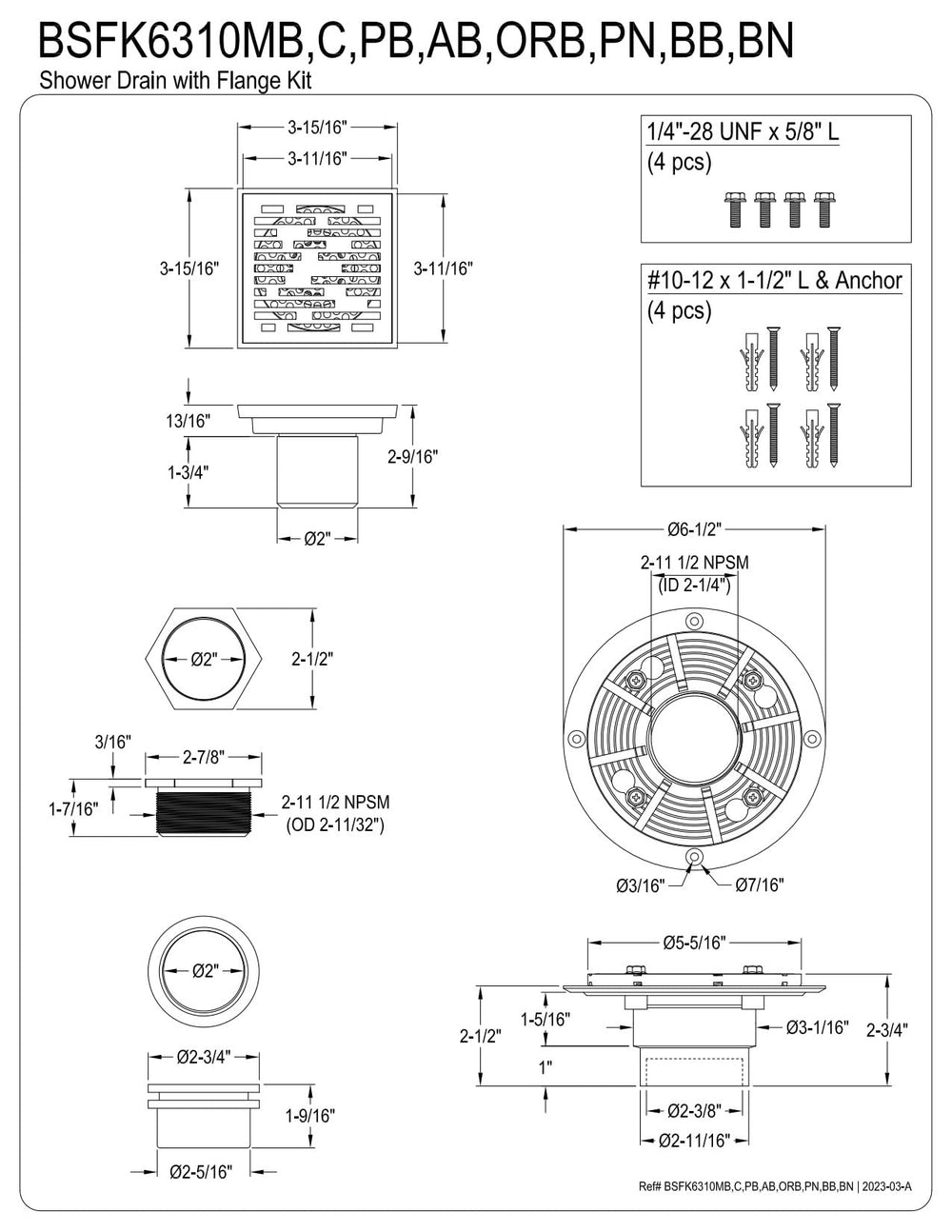 Open Box - Kingston Brass BSFK6310BB - Shower Drains Showers