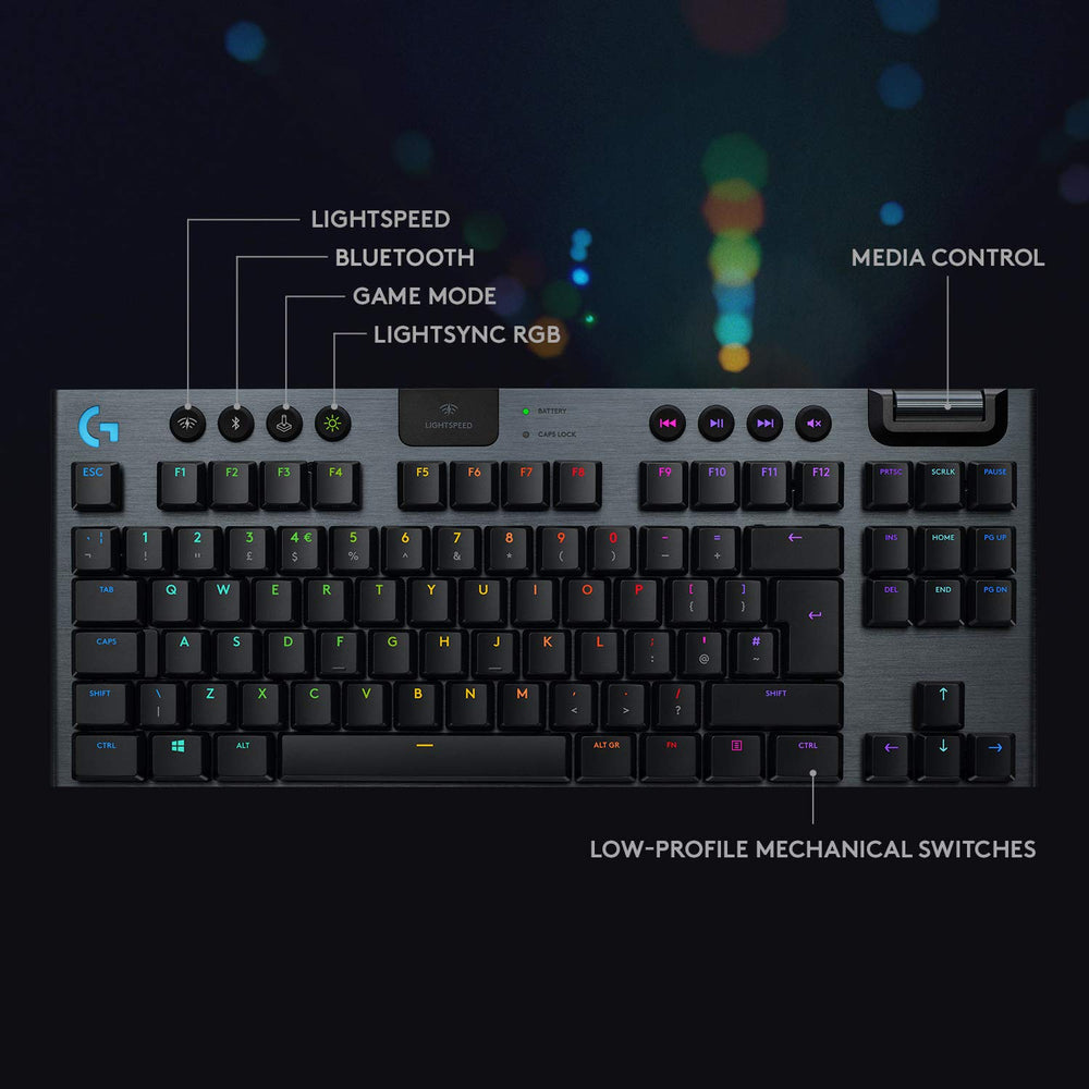Refurbished - G915 TKL Tenkeyless LIGHTSPEED Wireless RGB Mechanical Gaming Keyboard - GL Tactile-CARBON-US-2.4GHZ 920-009495