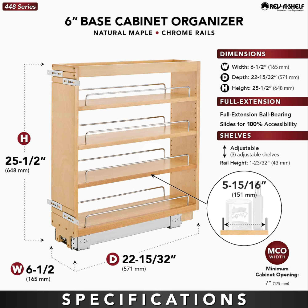 Open Box - Rev-A-Shelf 448-BC-6C - Pull Out Organizers Base Cabinet Organizers