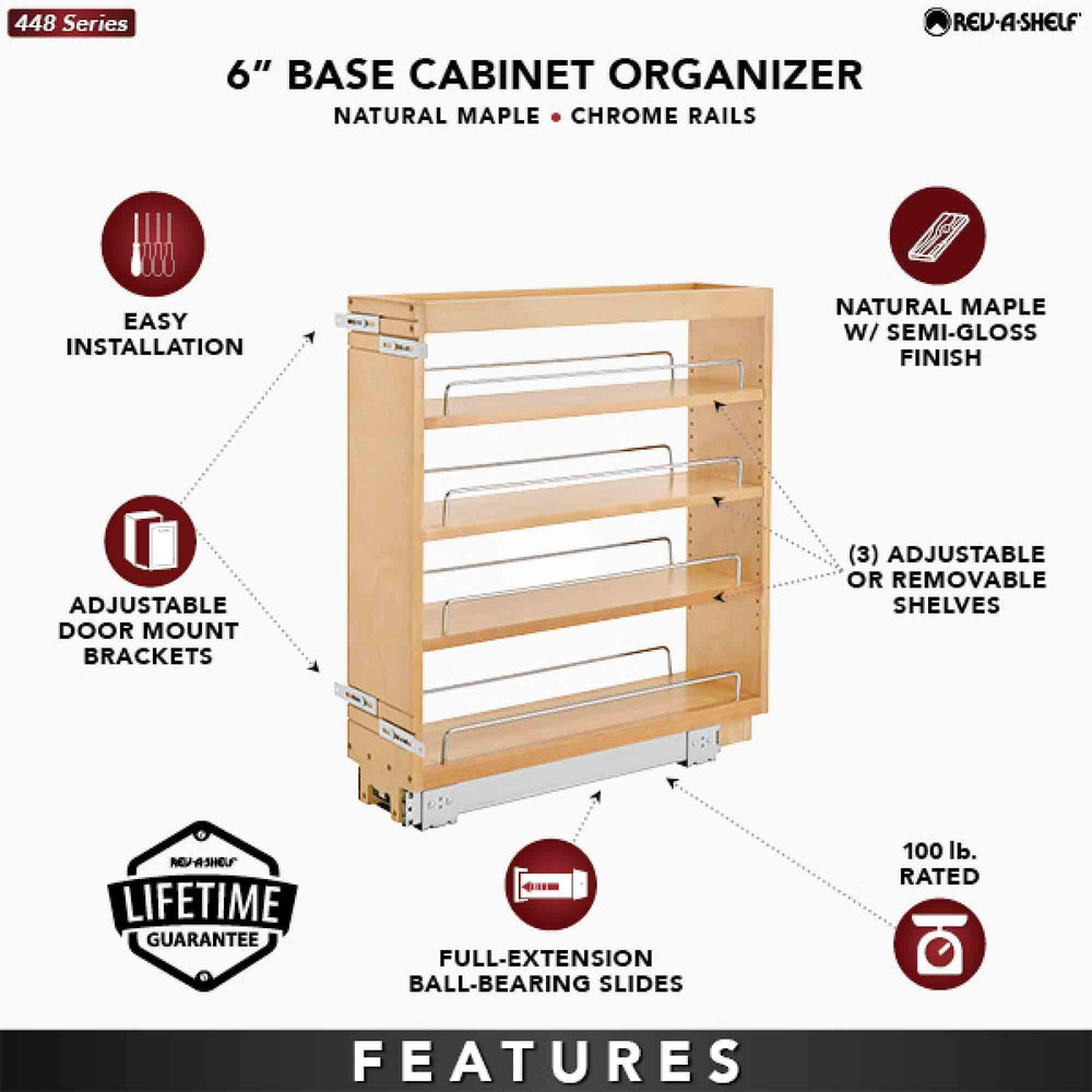 Open Box - Rev-A-Shelf 448-BC-6C - Pull Out Organizers Base Cabinet Organizers