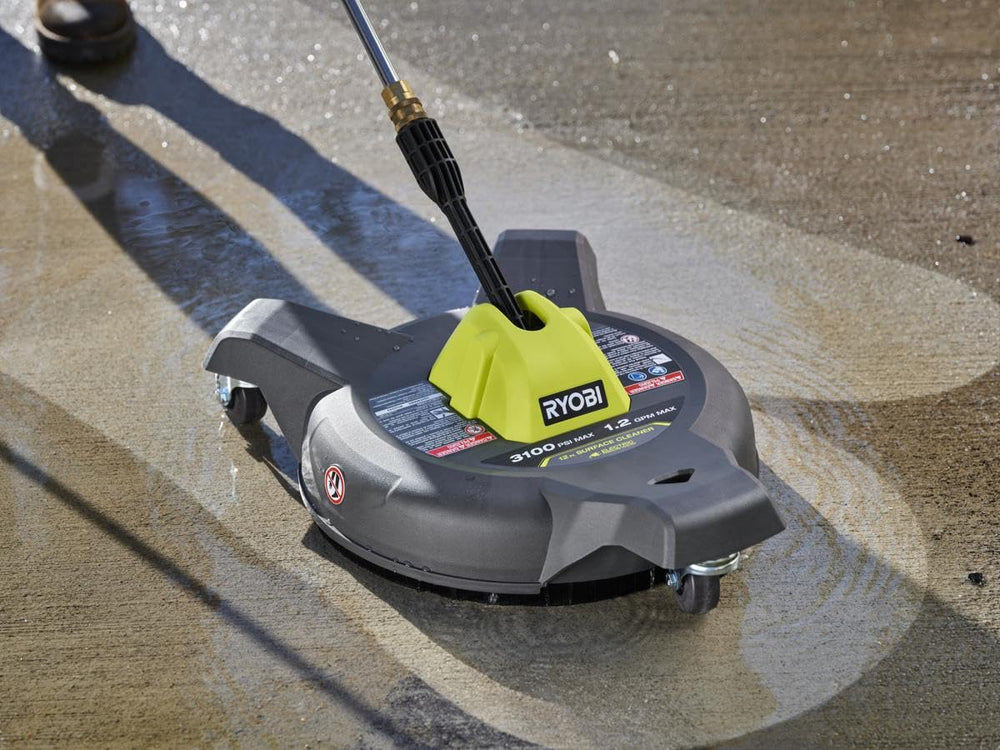 Used - RYOBI 12 in. 3100 PSI Electric Pressure Washer Surface Cleaner with Caster Wheels