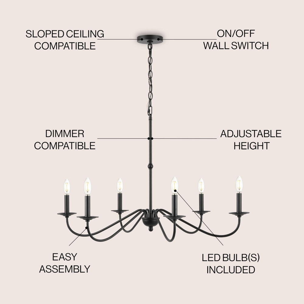 Open Box - JONATHAN Y Lighting JYL7559B - Chandeliers Indoor Lighting