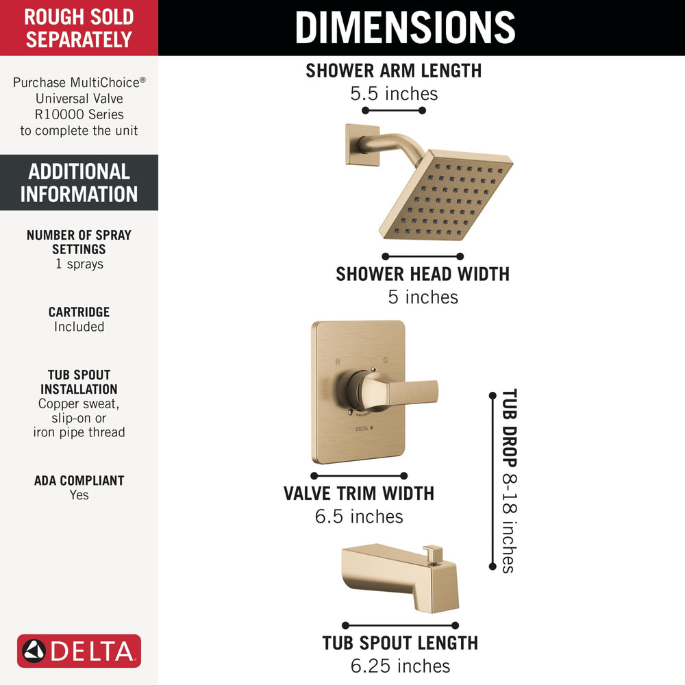 Open Box - Delta T14437-CZ - Tub and Shower Showers