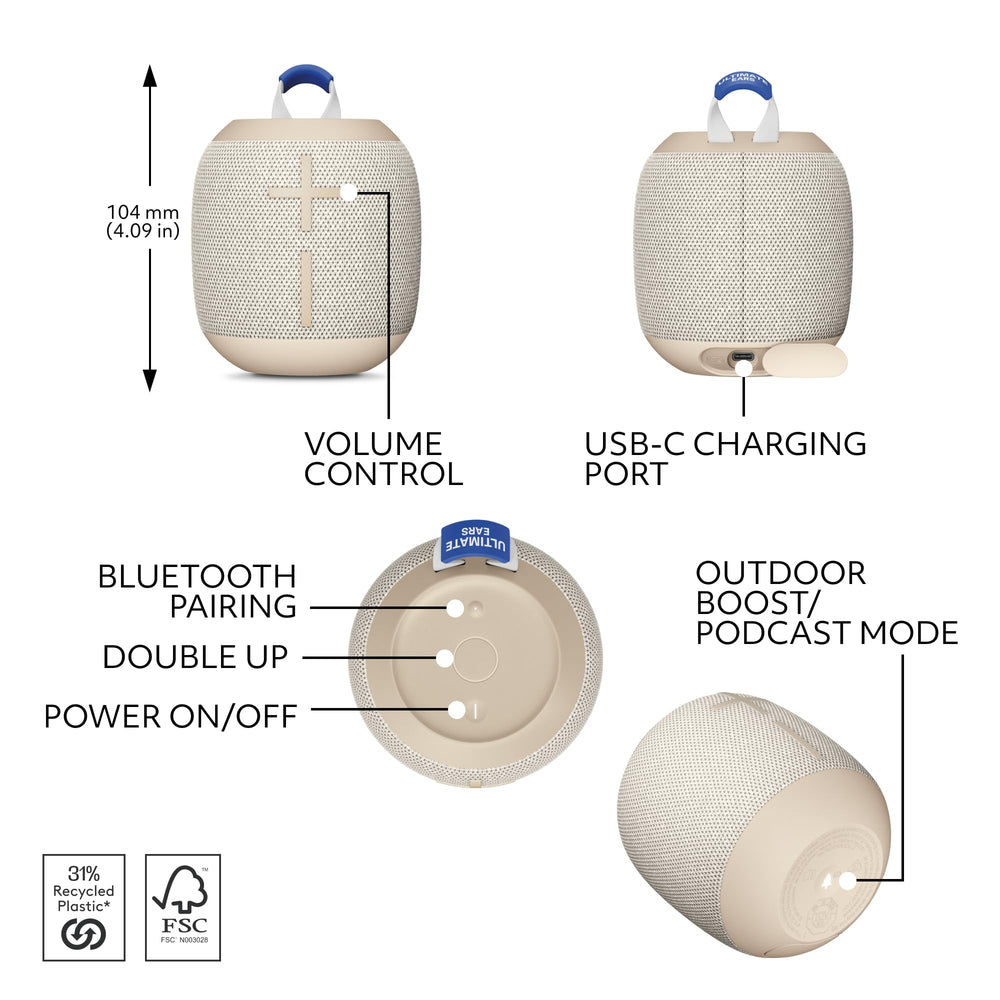 UE WONDERBOOM 4 Bluetooth Speaker - Sand Beige