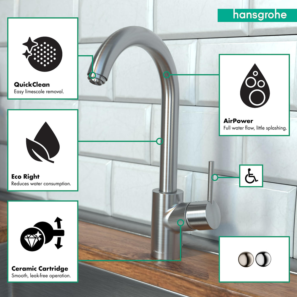 Open Box - Hansgrohe 4870800 Focus Kitchen Faucet with High-Arc Spout - Includes