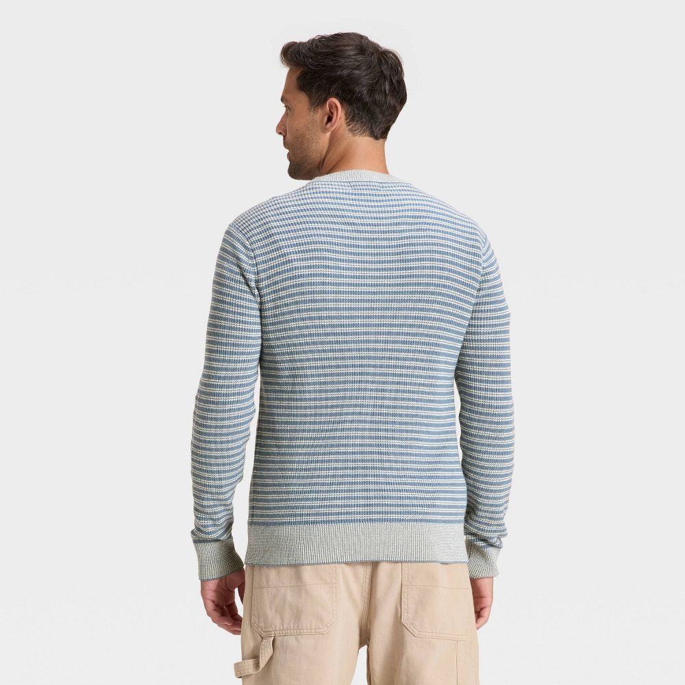 Open Box - Men's Textured Striped Crewneck Sweater - Goodfellow & Co™ Blue L