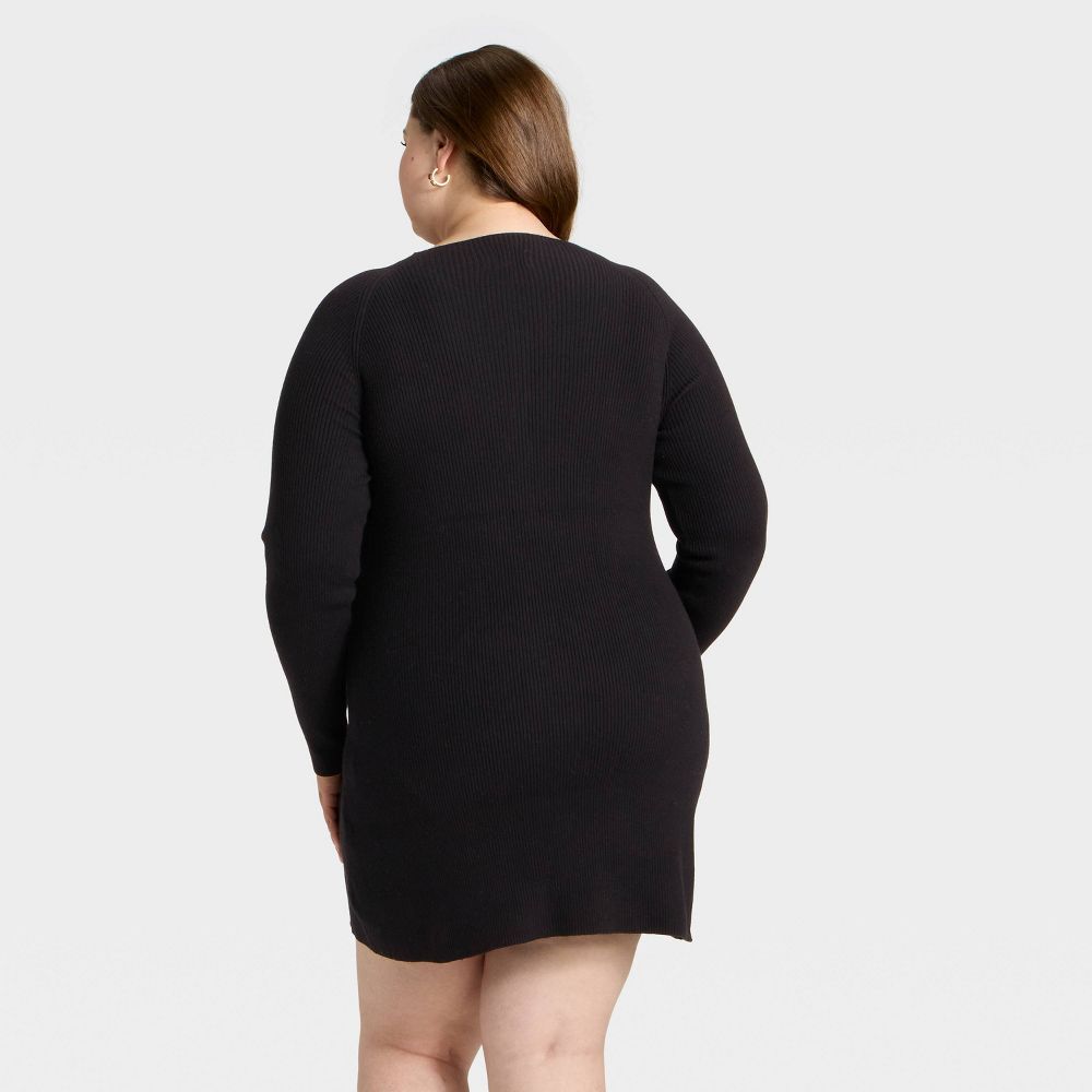 New - Women's Long Sleeve Mini A-Line Dress - Universal Thread™ Black 3X
