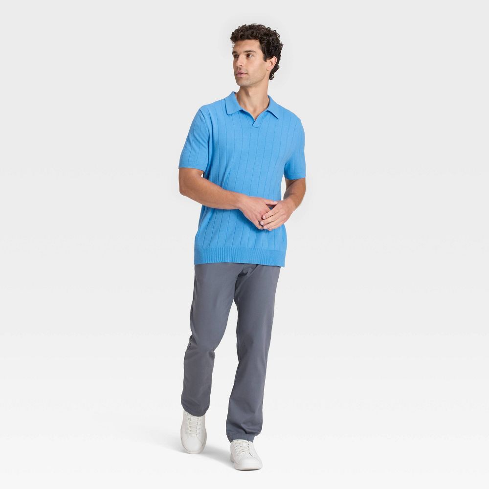 New - Men's Soft Knit Johnny Collar Polo Sweater - Goodfellow & Co™ Blue XXL
