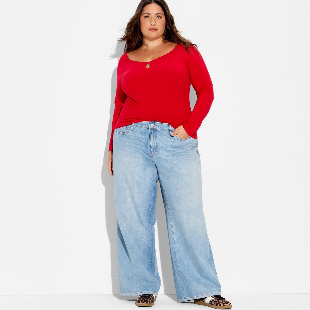 New - Women's Low-Rise Baggy Jeans - Wild Fable™ Blue Denim 17