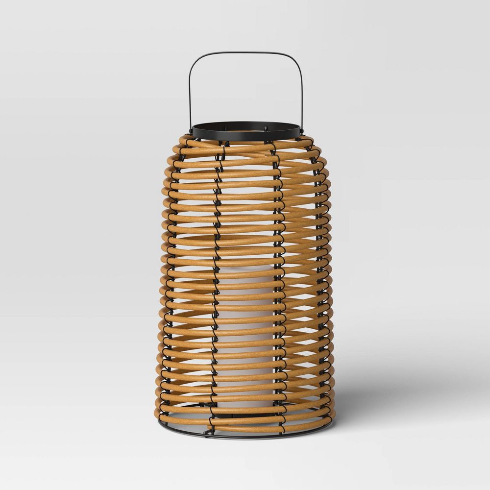 New - 16" Rattan Battery LED Outdoor Lantern Brown - Threshold™