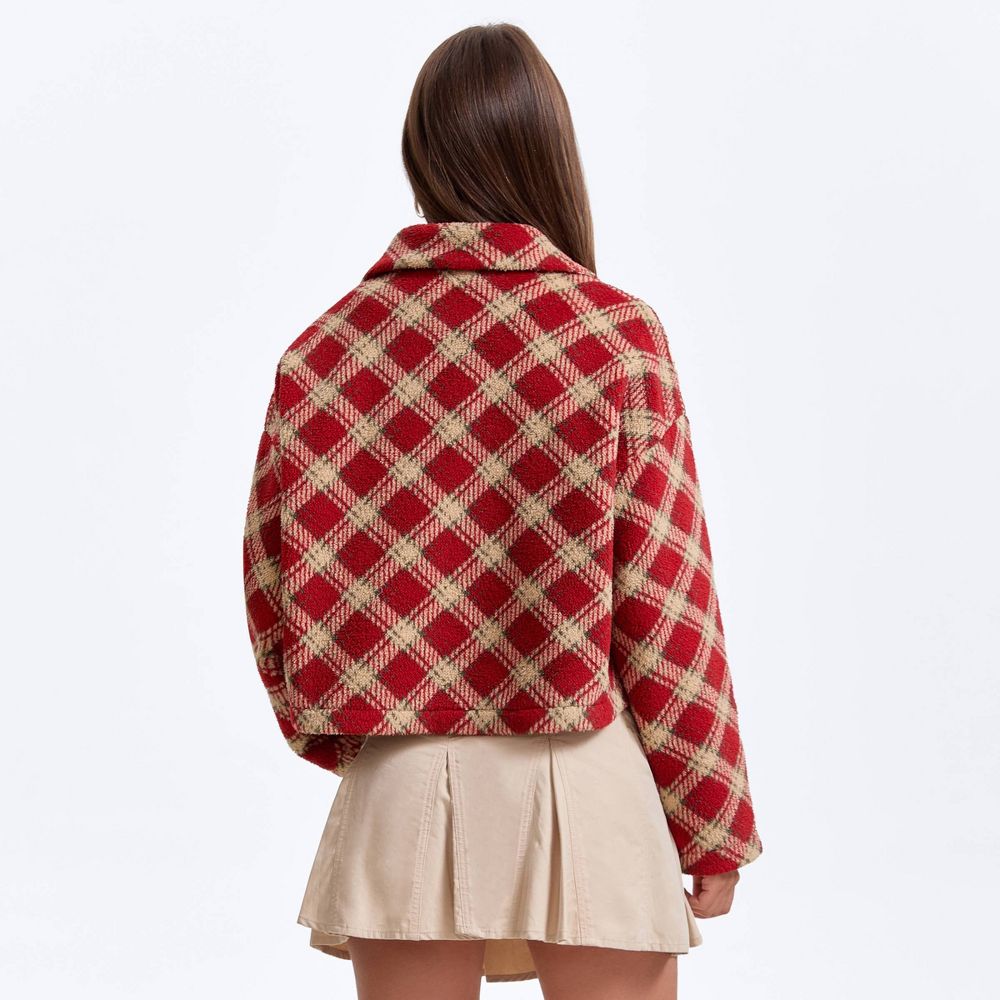 New - Women's Fleece Coat - Wild Fable™ Red Diamond Print M