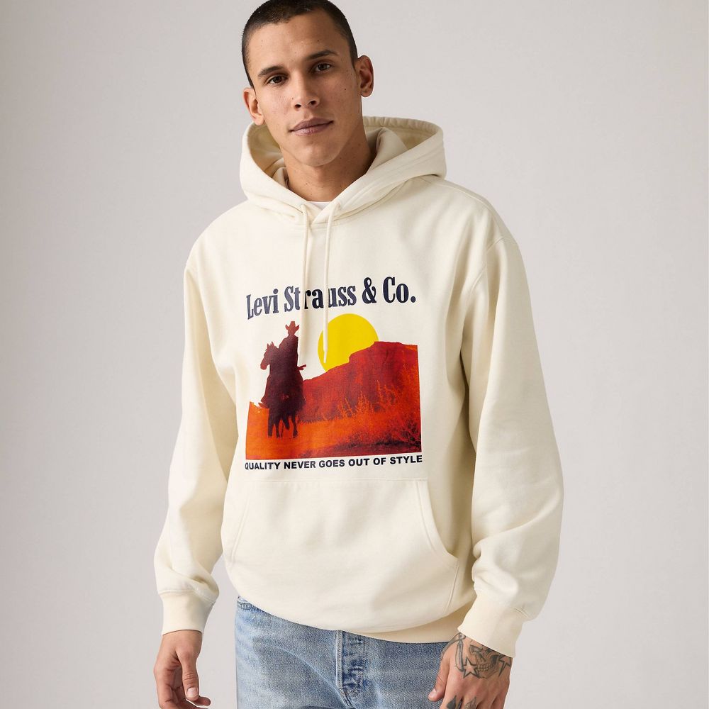 New - Levi's® Men's Relaxed Fit Pullover Hoodie Sweatshirt - Egret Cowboy XL