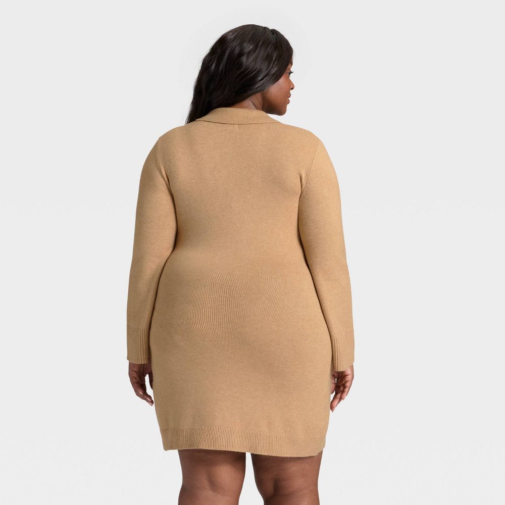 New - Women's Long Sleeve Sweater Dress - A New Day™ Light Heather Brown 3X