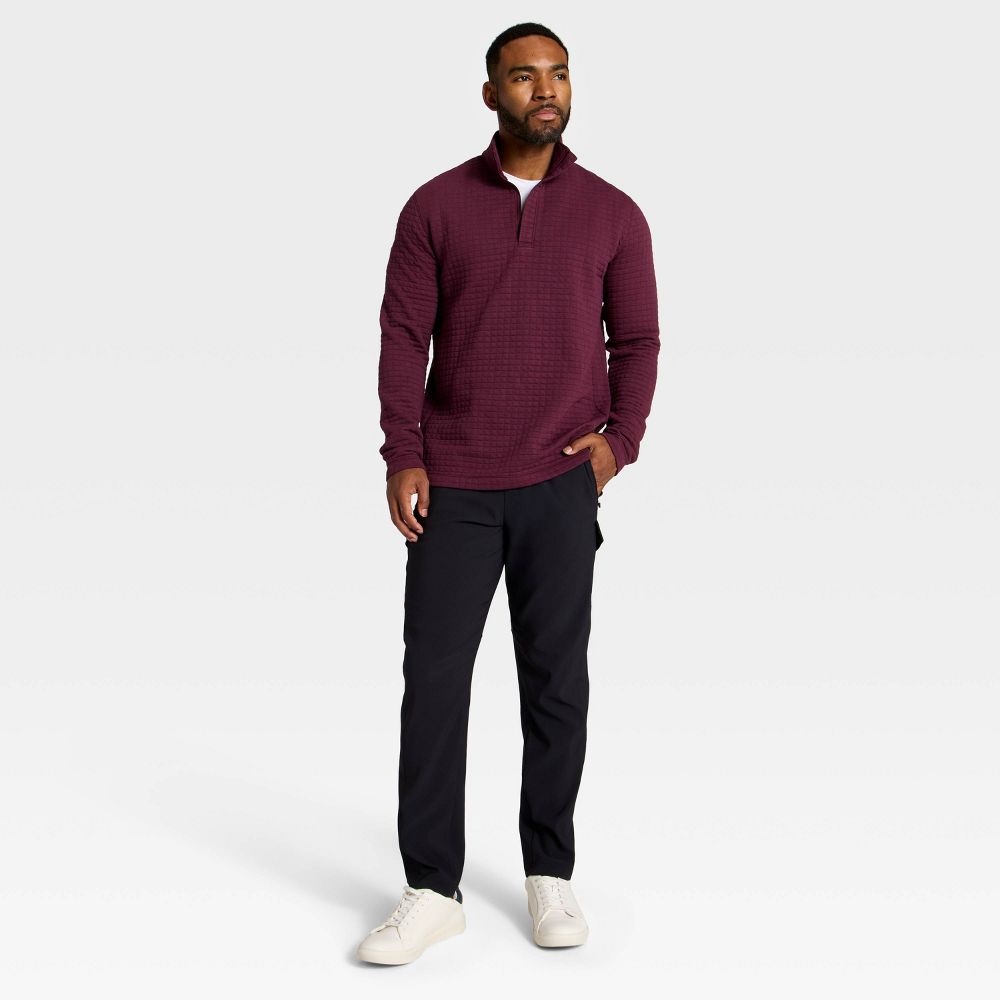 New - Men's Quilted Fleece 1/2 Zip Pullover Sweatshirt - All In Motion™ Burgundy L