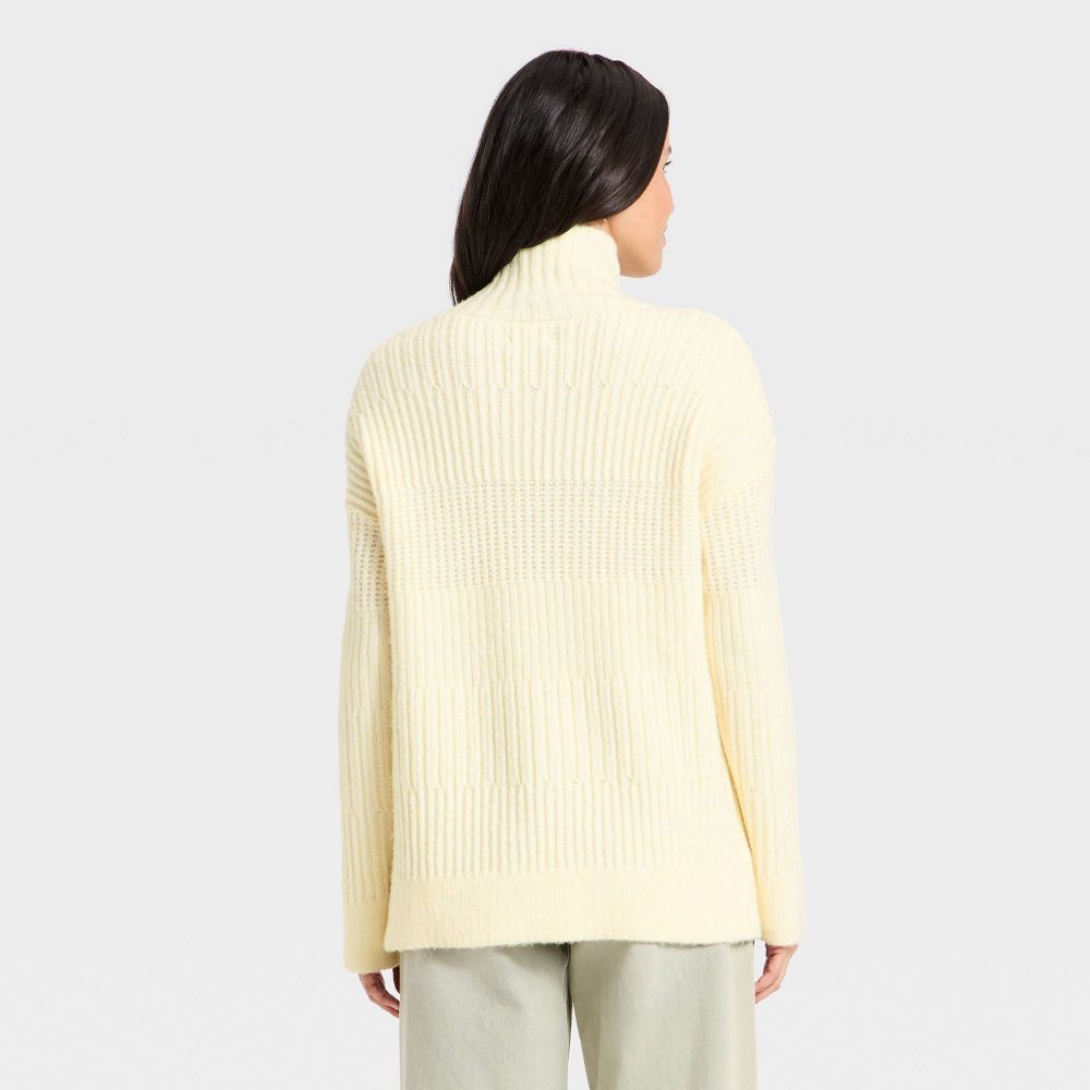 New - Women's Long Sleeve Textured Mock Turtleneck Pullover Sweater - Universal Thread™ Cream M