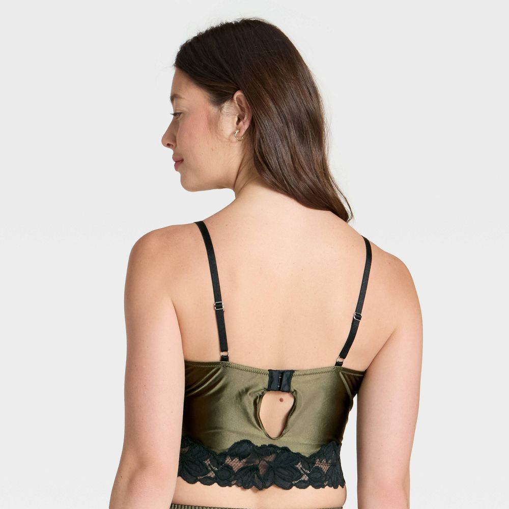 Open Box - Women's Satin & Lace Lightly Lined Cami Bra - Auden™ Moss Green XL