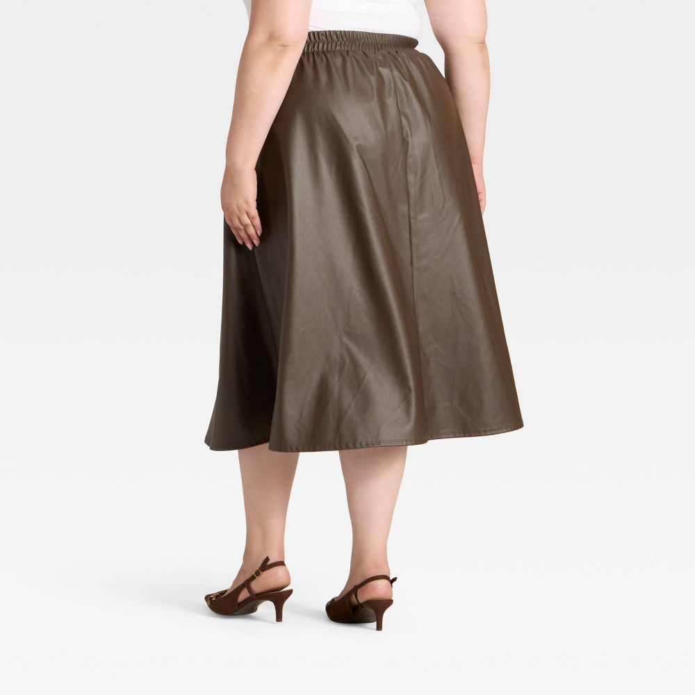 Open Box - Women's Faux Leather Skirt - A New Day™ Dark Brown L