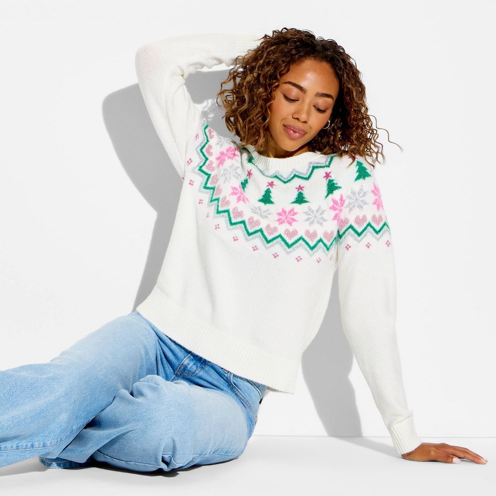 New - Women's Holiday Fair Isle Festive Graphic Sweater - M