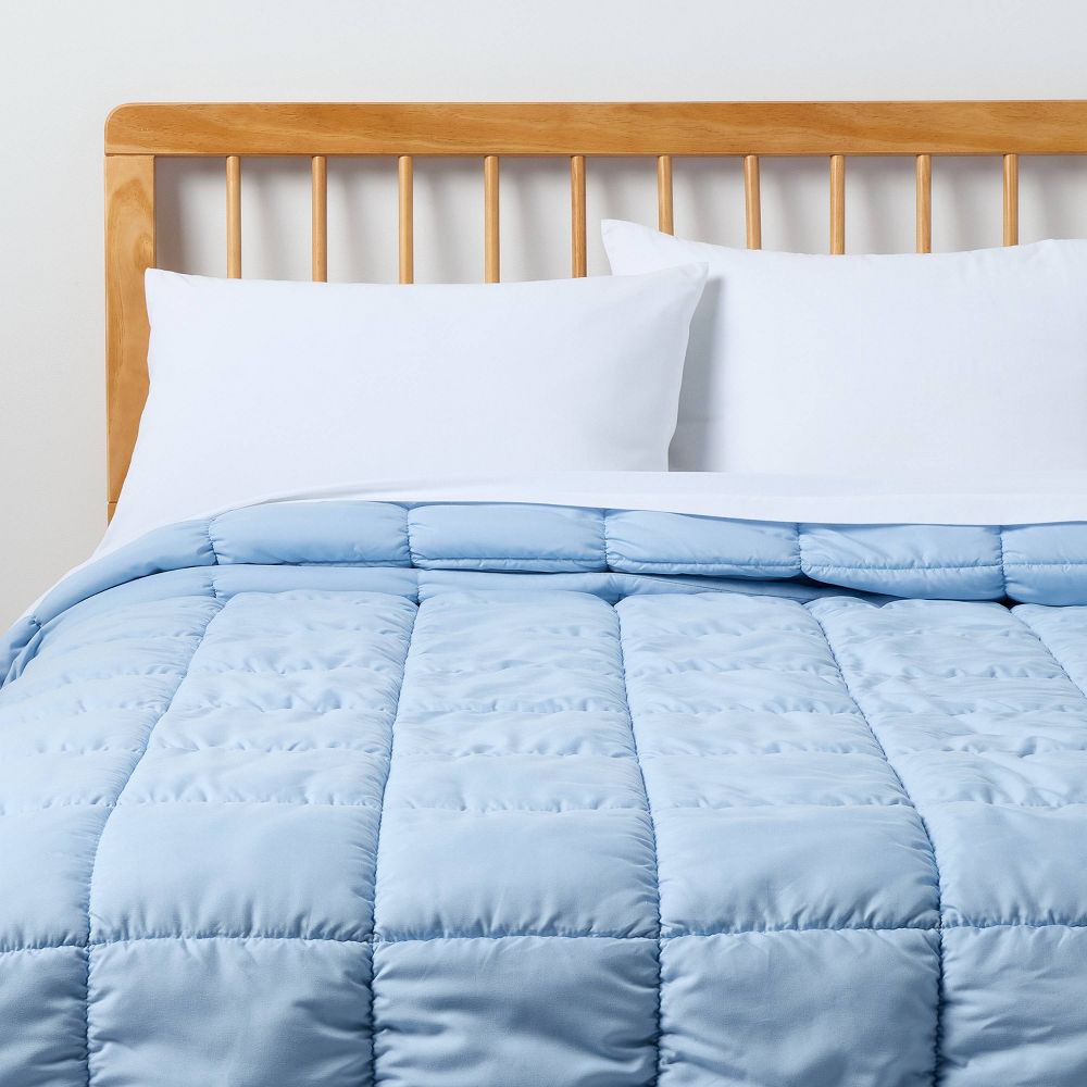 New - King Box Stitch Puffer Comforter King Light Blue - Room Essentials™