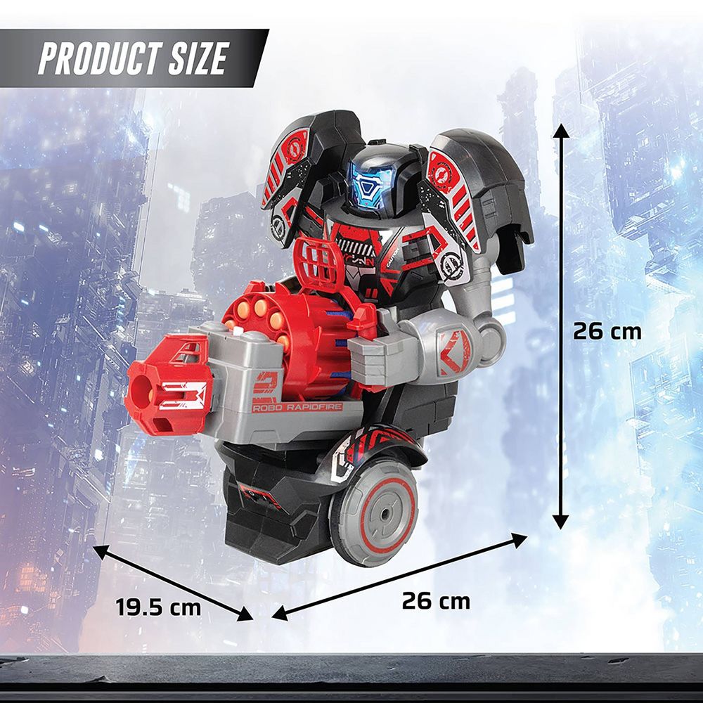 New - ROBO RAPIDFIRE Silverlit 2-in-1 Remote Control Blasting Robot with Rechargeable Battery, Lights, Sounds and Soft Dart Blaster