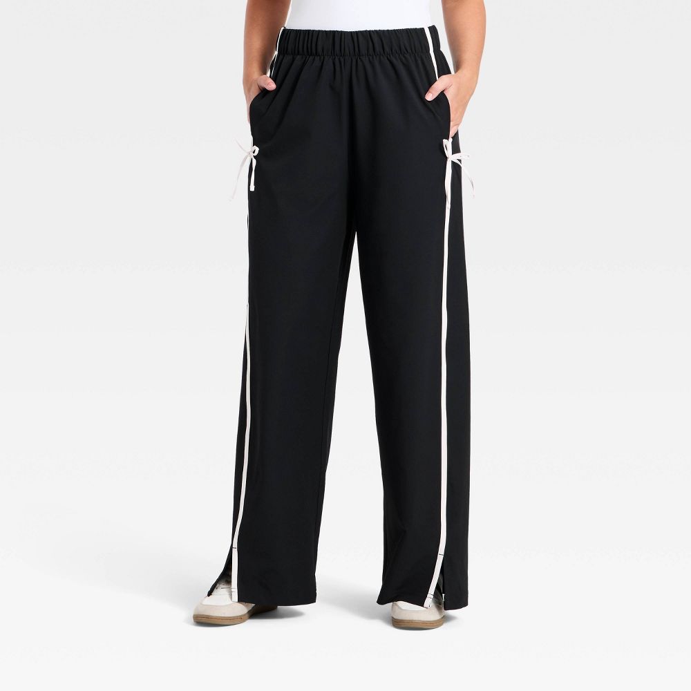New - Women's Woven High-Rise Bow Track Pants - All In Motion™ Black XS