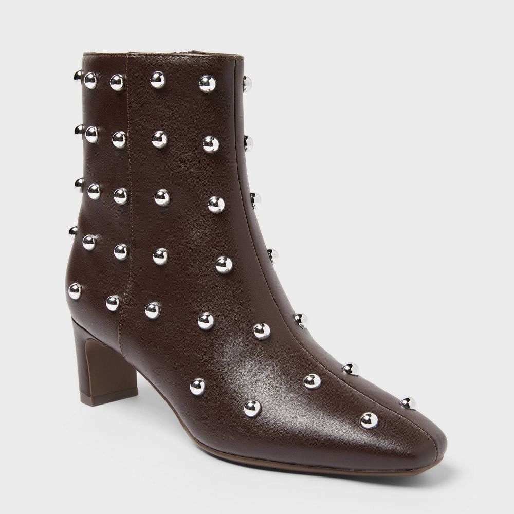 New - Women’s Wide Width Tigris Low Shaft Heeled Boots with Memory Foam Insole – A New Day™ Dark Brown 6.5W
