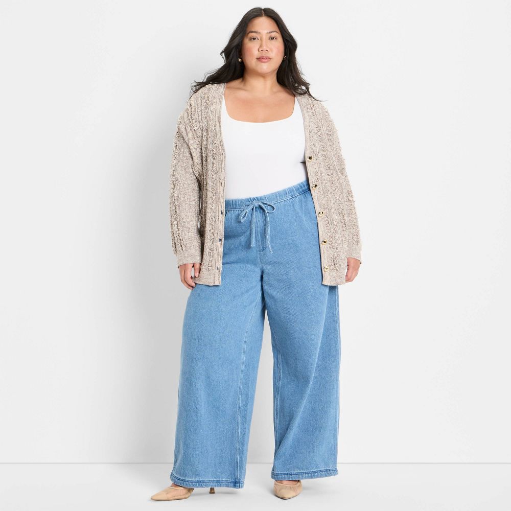 New - Women's Relaxed Cardigan Sweater - Future Collective Gray 1X