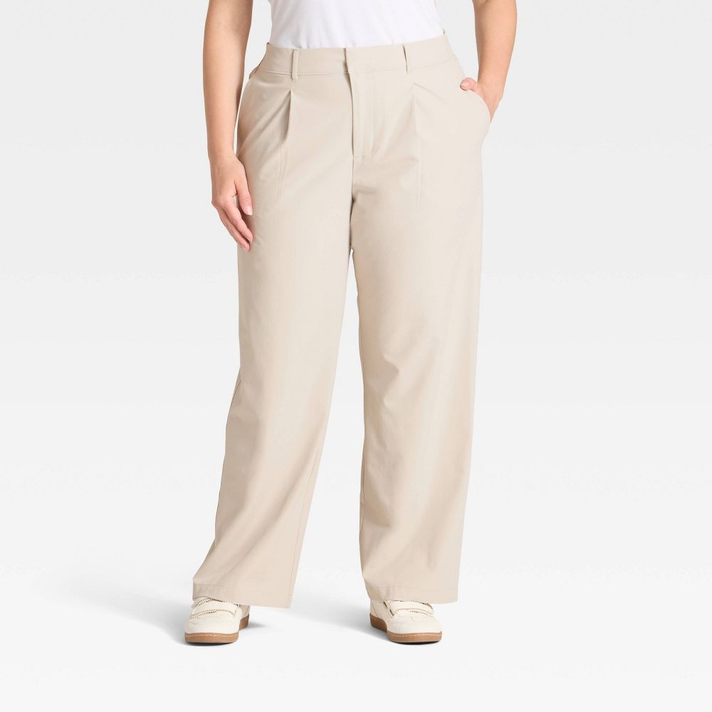 Open Box - Women's Active Light Woven High-Rise Trouser Pants - All In Motion™ Gray M