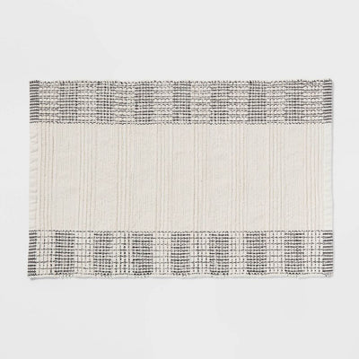 New - 24"x36" Oversized Modern Chenille Bath Rug Black/White - Threshold™