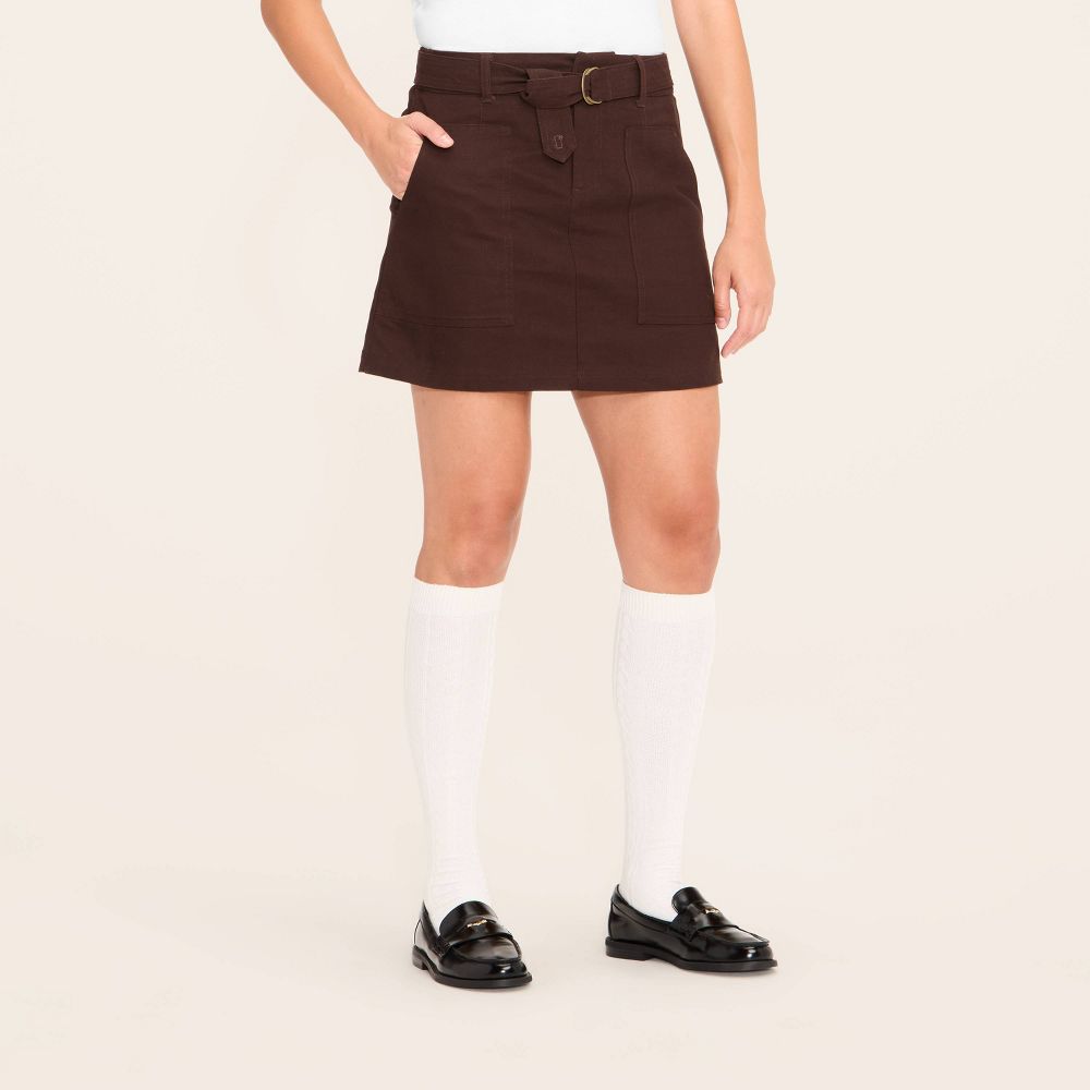 Open Box - Women's Belted Mini A-Line Skirt - Woolrich x Target Brown M