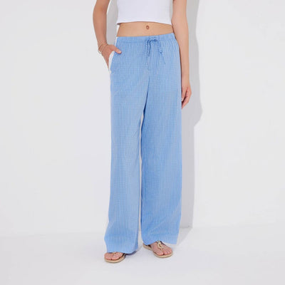 New - Women's Lace Trim Pajama Pants - Wild Fable™ Blue Check XL