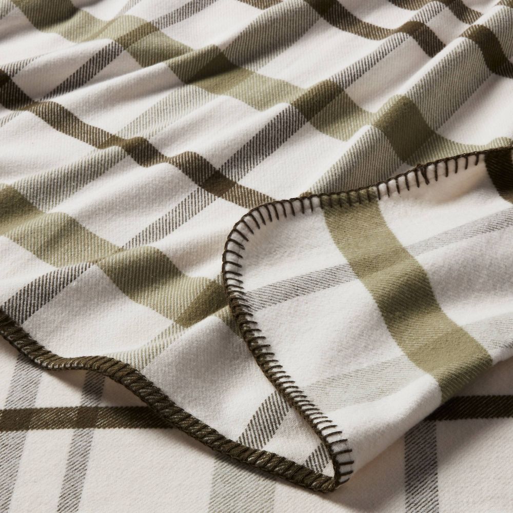 Open Box - King Brushed Cotton Blanket Green Plaid - Threshold™