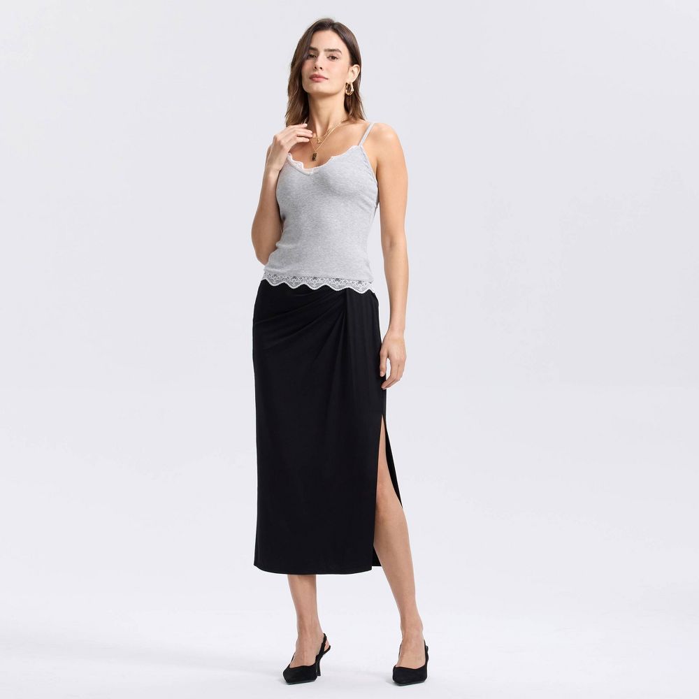New - Women's Twisted Maxi A-Line Skirt - A New Day™ Black S