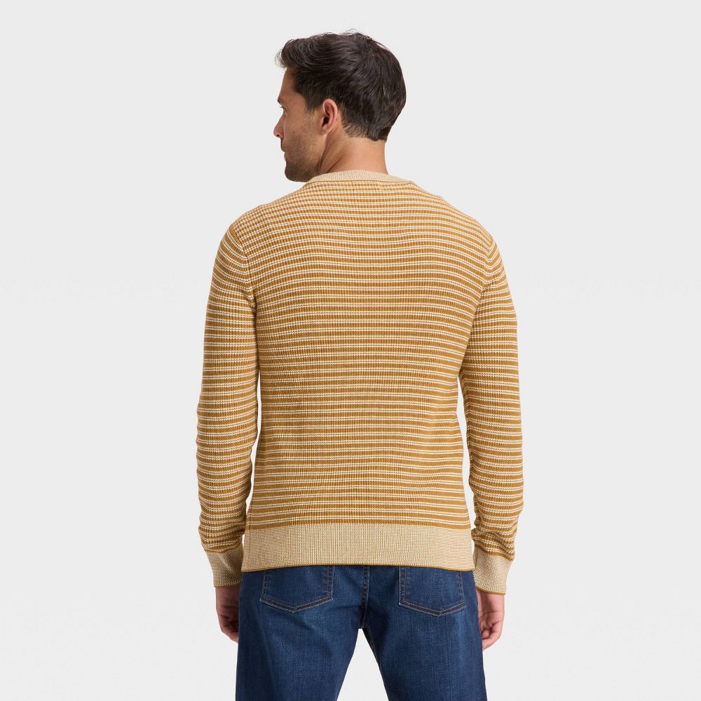 Open Box - Men's Textured Striped Crewneck Sweater - Goodfellow & Co™ Light Gold M