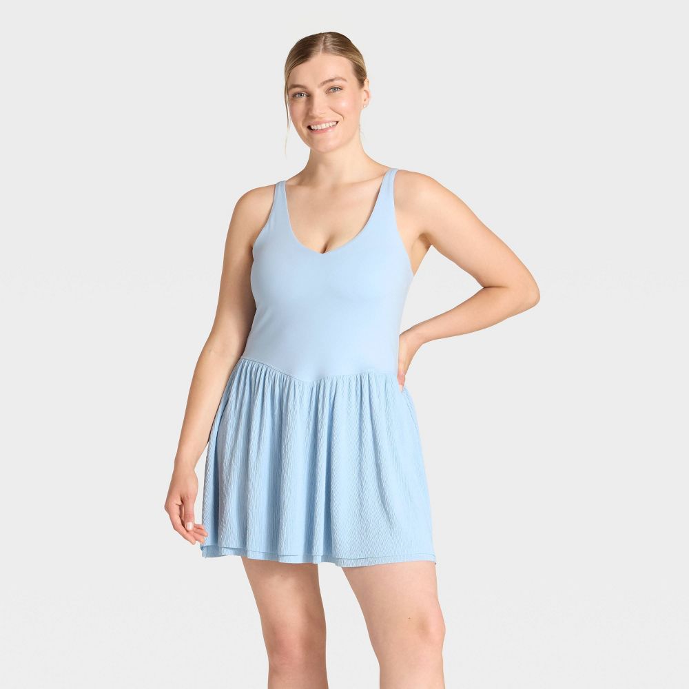 Open Box - Women's Knit Plisse Active Dress - All In Motion™ Light Blue S