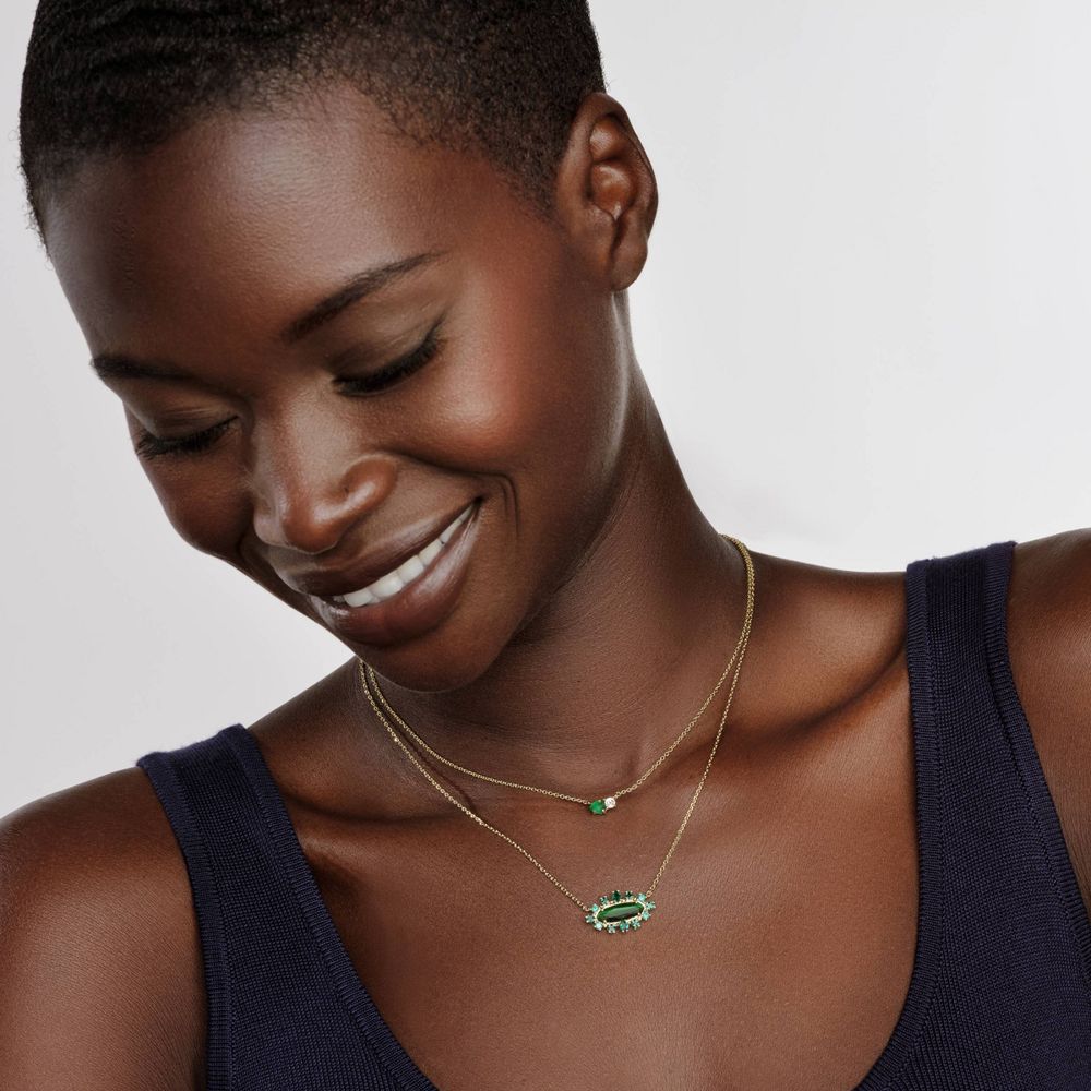 Open Box - Kendra Scott Eva Crystal Framed Pendant Necklace - Green Mix