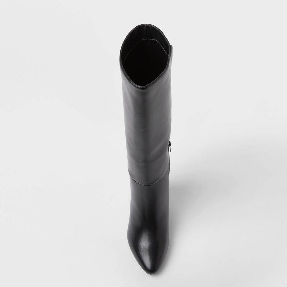New - Women’s Evangeline Under Knee Heeled Boots with Memory Foam Insole - A New Day™ Black 12