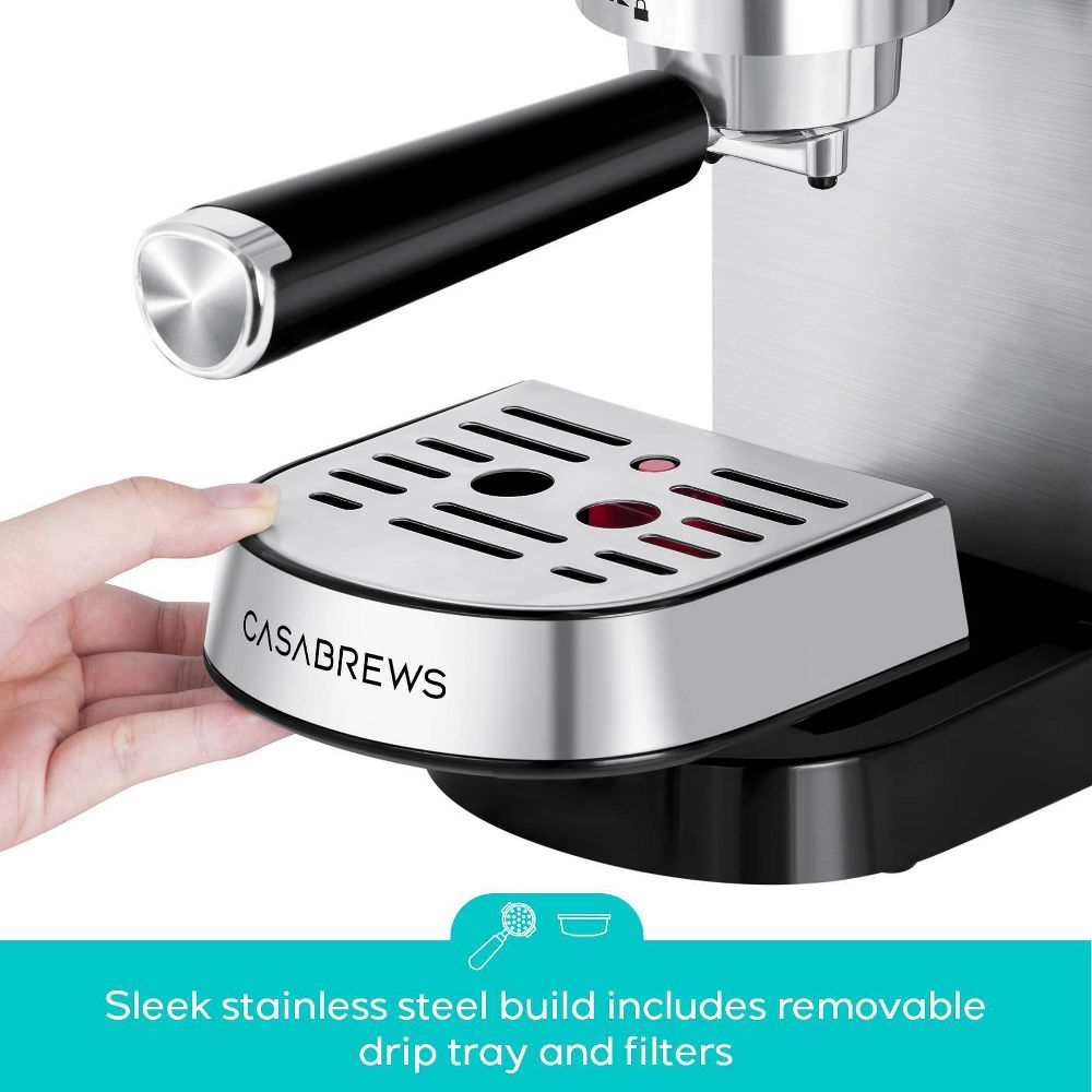 New - CASABREWS CM5418 20 Bar Espresso Machine and Coffee Maker with Pressure Gauge, Steam Function, Stainless Steel Housing, and 34 oz Removable Water Tank
