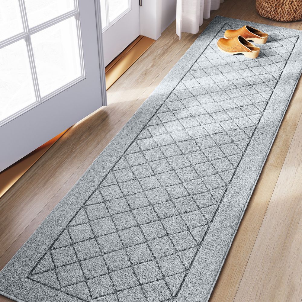 New - 2'X7' Washable Runner Diamond Clarkson Tufted & Hooked Rug Gray - Threshold™: Entryway Indoor Carpet, Skid-Resistant