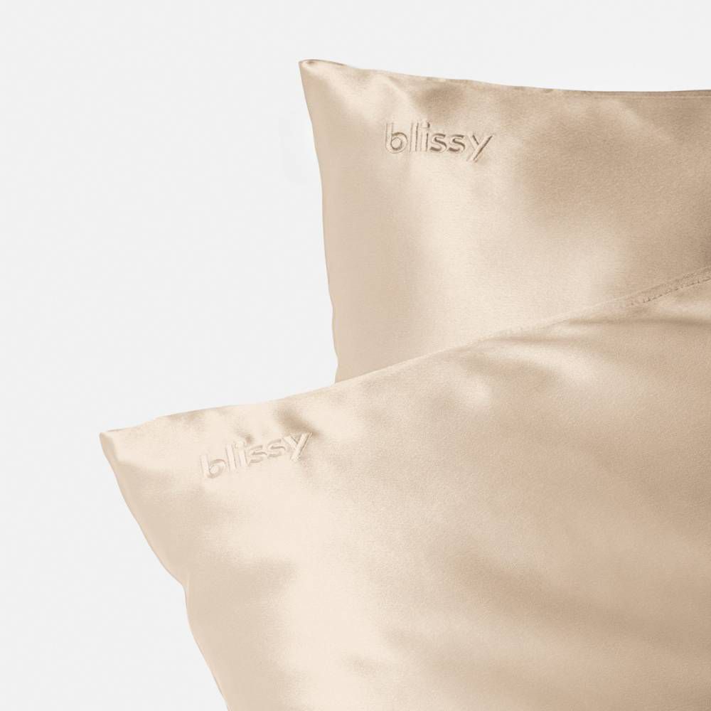 New - Blissy King 600 Thread Count Silk Pillowcase Natural Beige