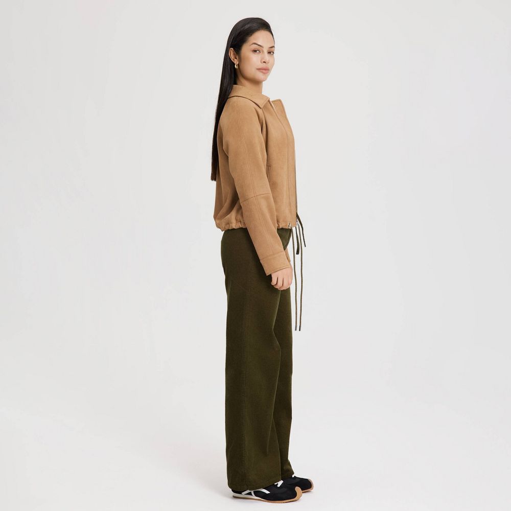 New - Women's Suede Bubble Jacket - Universal Thread™ Brown XS