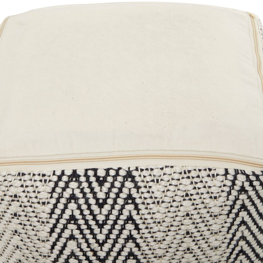 Open Box - Bohemian Indoor/Outdoor Fabric Pouf Zig Zag - Olivia & May: No Assembly, Comfort Seating