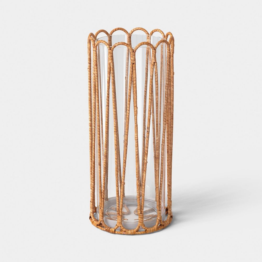 New - Tall Rattan Wrapped Hurricane Candle Holder - Threshold™