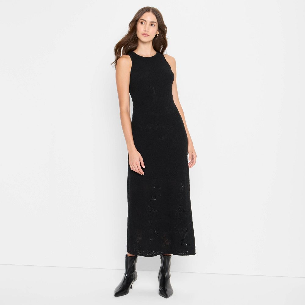 New - Women's Lace Midi Sweater Dress - Future Collective Black S